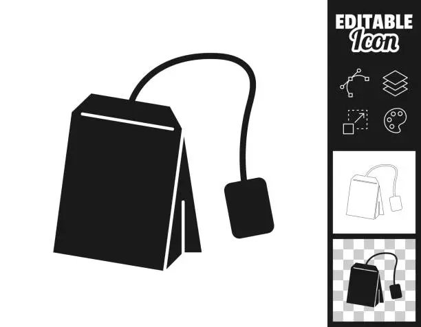 Vector illustration of Tea bag. Icon for design. Easily editable