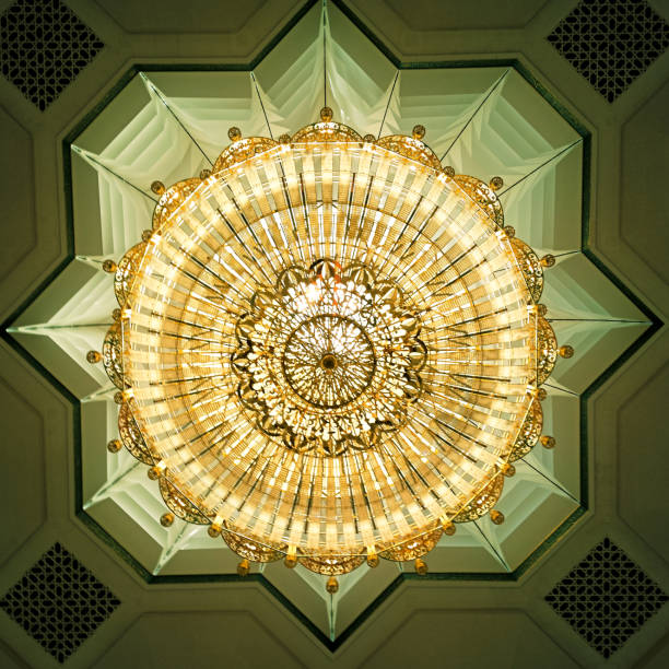 Chandelier in the praying hall of Sultan Qaboos Grand Mosque in Muscat, Oman.