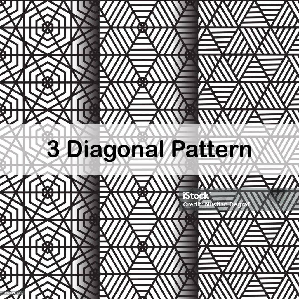 Three Seamless Diagonal Stripe Patterns Stock Illustration - Download ...