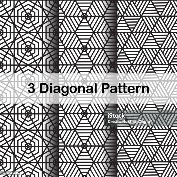 Three Seamless Diagonal Stripe Patterns Stock Illustration - Download ...