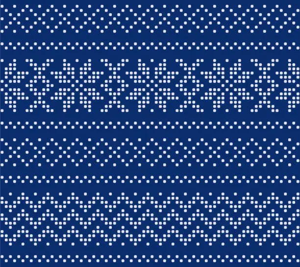 Vector illustration of Winter knitted wool sweater pattern with snowflakes and place for text.