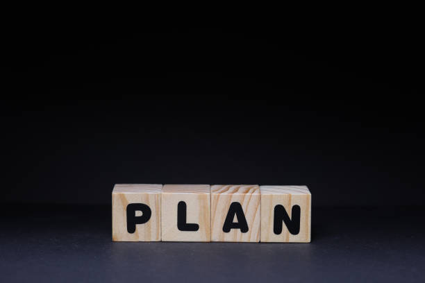 istock Plan word on wooden cubes on black background 1426142217