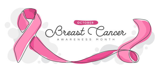 illustrations, cliparts, dessins animés et icônes de octobre, mois de la sensibilisation au cancer du sein - symbole abstrait de ruban de bordure manuscrit avec motif vectoriel de couleur rose - lutte contre le cancer du sein