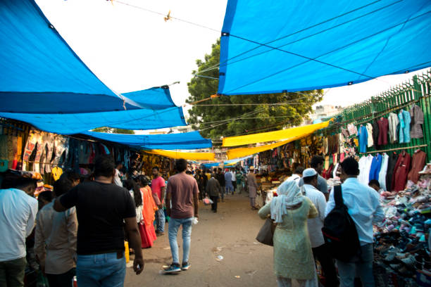 istock Crowded street with market stalls 1426148388