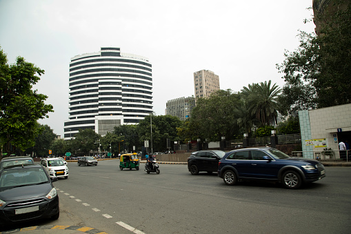 View of traffic on urban city road