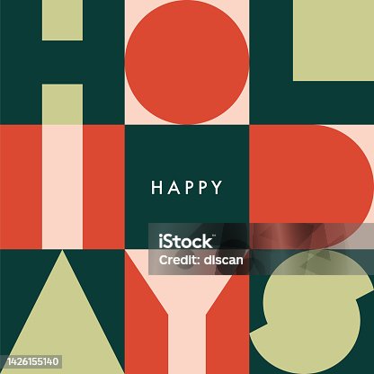 istock Happy Holidays Geometric Card with Typography Greetings. 1426155140