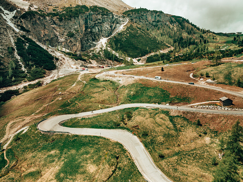 winding road in the dolomites
