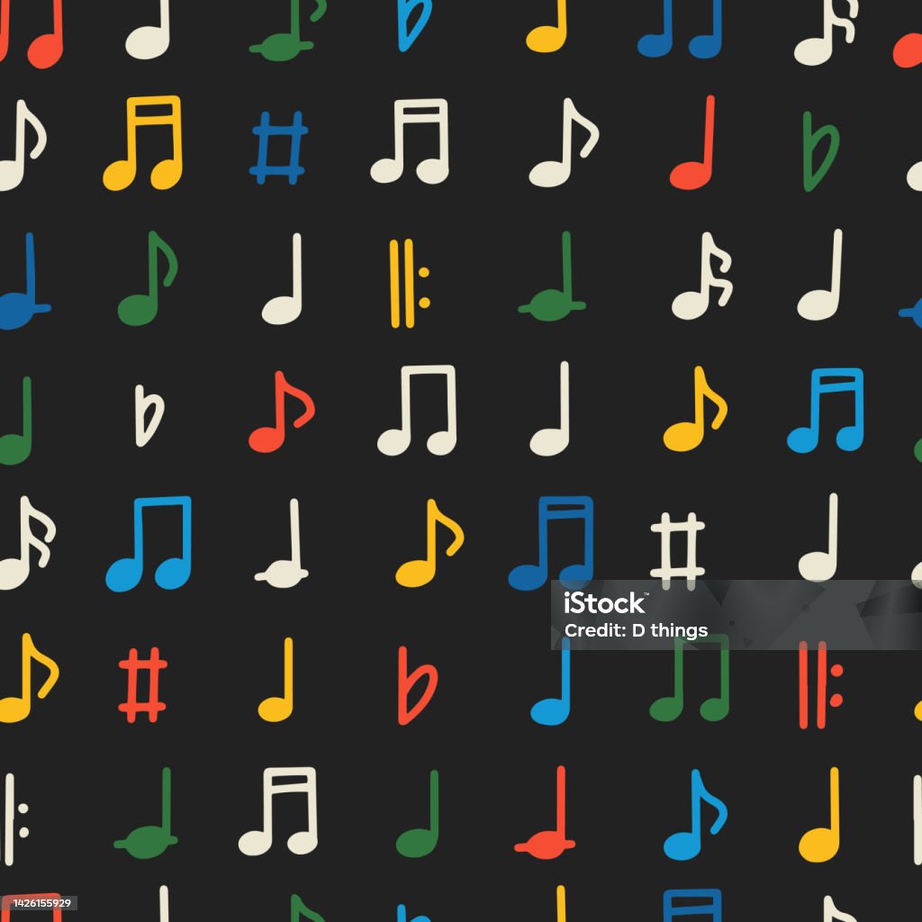 Pattern Note Symbol Seamless Pattern With Notes And Symbols Stock Illustration - Download ...