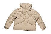 Warm light jacket with insulation insulated on a white background. Clothes for cool weather.