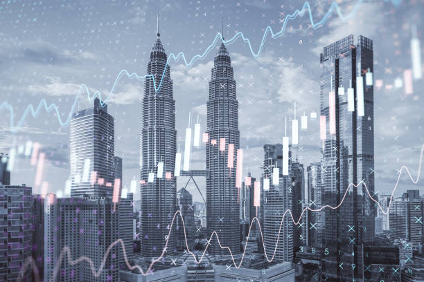 istock Creative glowing forex chart on blurry backdrop. Trade, finance, stats. Double exposure. 1426163099