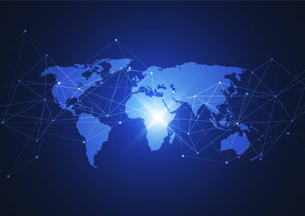 istock Global network connection. World map point and line composition concept of global business. Vector Illustration 1426163169