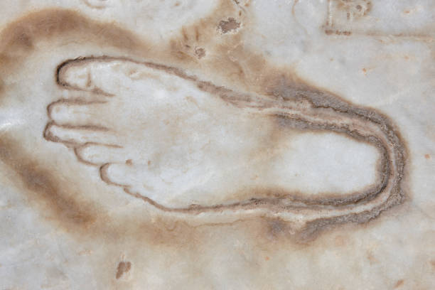 istock Ancient footprint on a marble stone in Ephesus. Turkish landmark 1426169819