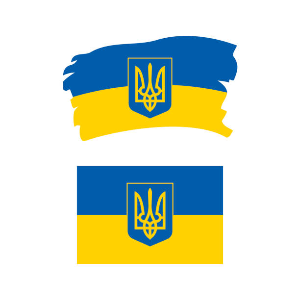 герб украины набор иконок векторный - ukraine trident ukrainian culture coat of arms stock illustrations