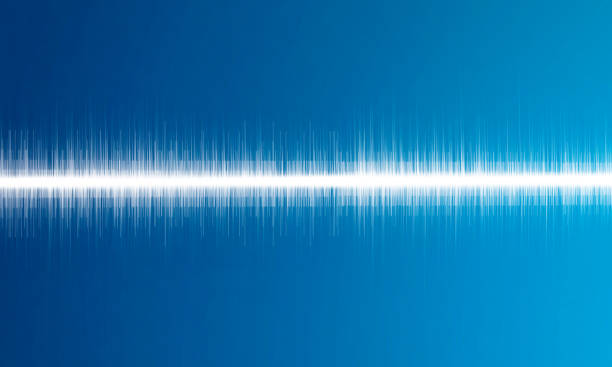 Panorama white background of digital sound wave on blue bright background, technology and earthquake wave chart concept Panorama white background of digital sound wave on blue bright background, technology and earthquake wave chart concept, design for music studio and science, vector illustration, sound therapy, audiologist,hearing test, mosman stock illustrations