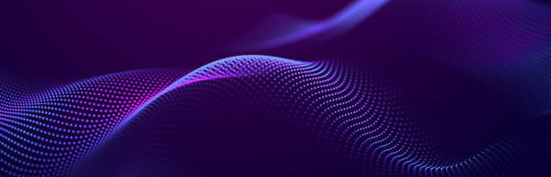 istock Particle stream. Purple background with many glowing particles. Information technology background. 3d rendering. 1426179541