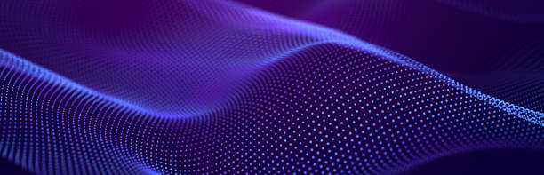 istock Particle stream. Purple background with many glowing particles. Information technology background. 3d rendering. 1426179568