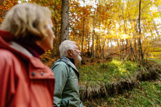 Senior couple enjoy an autumn day