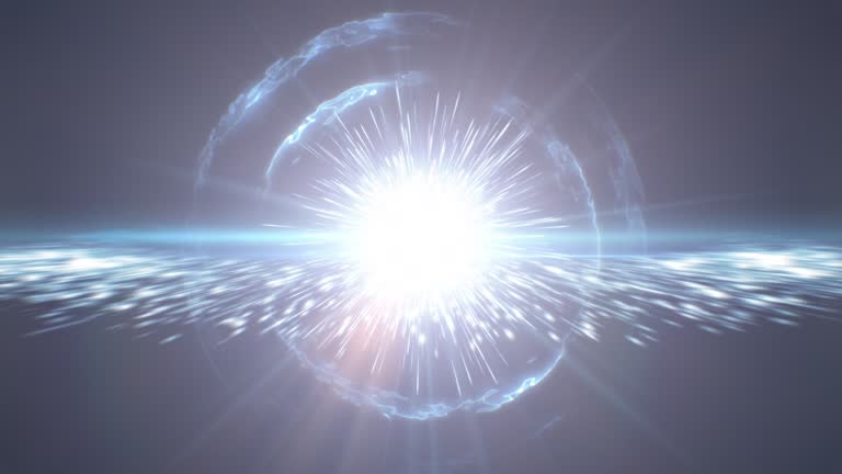 Beautiful Big Bang Universe Creation Illustration. Bright Flash of Light, Huge First Explosion, Blast Wave 3d Animation. Creation of Stars and Galaxies in Space. Scientific Concept.