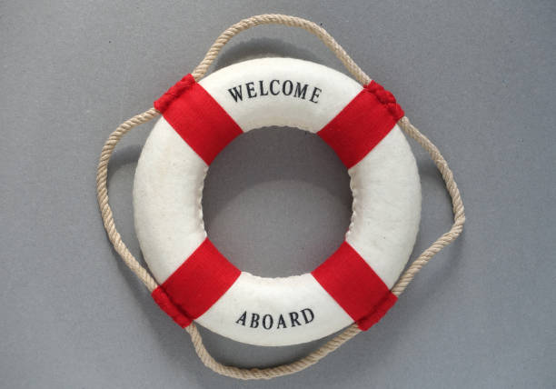 istock WELCOME ABOARD word on the lifebuoy. 1426191456