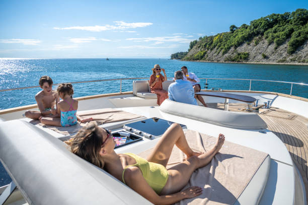 istock Family relaxing on yacht 1426198133