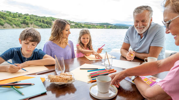 Family drawing together