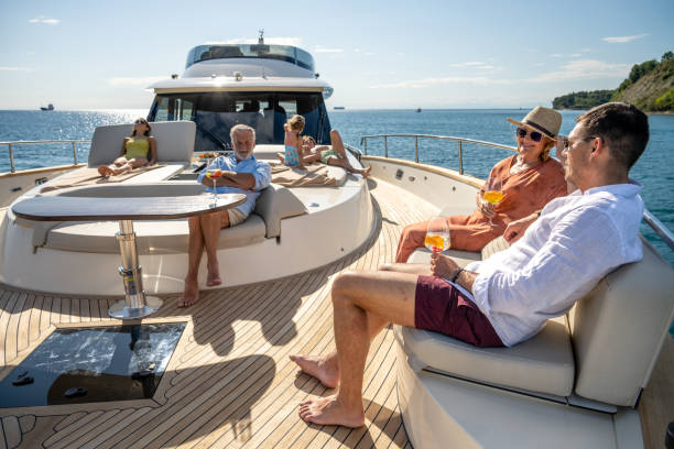 istock Family relaxing on yacht 1426198616