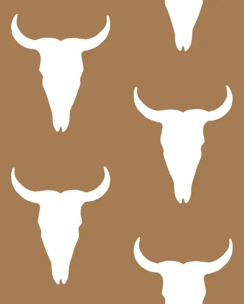 Vector illustration of Vector seamless pattern of hand drawn doodle sketch cow bull skull silhouette