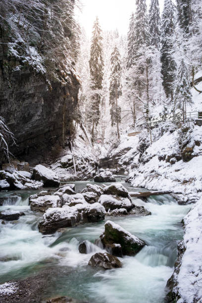 Breitachklamm Winter wonderland at the beautiful gorge breitachklamm stock pictures, royalty-free photos & images