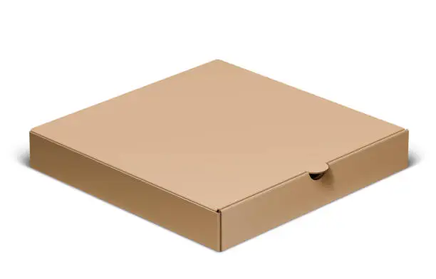 Vector illustration of Brown Cardboard Pizza Box Mockup
