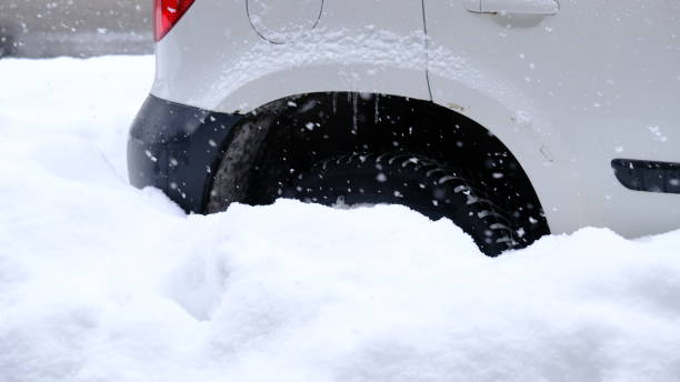 full of snow covered car