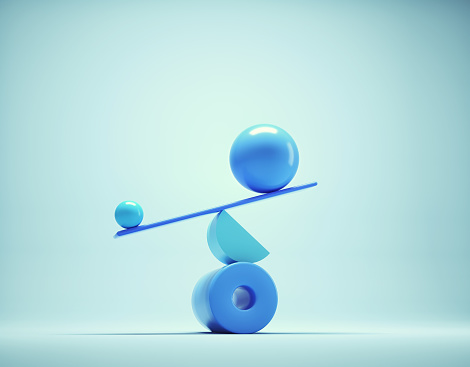 Geometrical elements on balance. Impossible equilibrium. This is a 3d render illustration