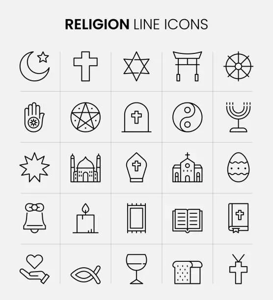 Vector illustration of Religion Line Icons