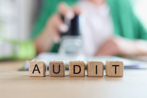 istock Business woman examines financial documents with reports and conducts audit 1426206316