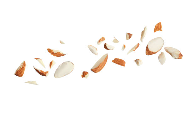 istock Pieces of tasty almonds on white background 1426206738