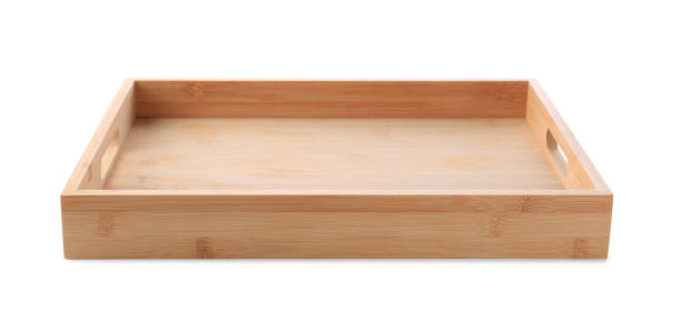 istock One empty wooden tray isolated on white 1426207048
