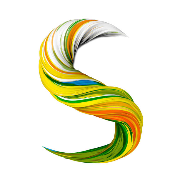 istock Painted 3d letters, acrylic letter S. Green and yellow letter 1426208846