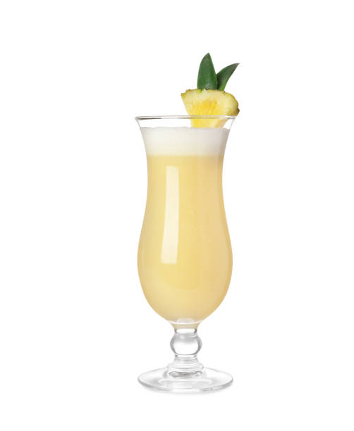 istock Tasty Pina Colada cocktail on white background 1426212330