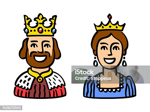 istock King and Queen. Doodle Style Vector Illustration 1426212545