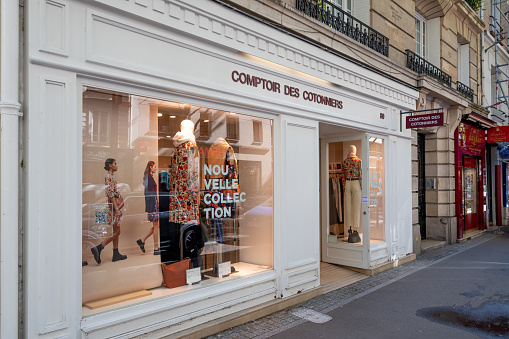 Boulogne-Billancourt, France - September 22, 2022: Exterior view of a Comptoir des Cotonniers boutique, a French ready-to-wear women's clothing brand