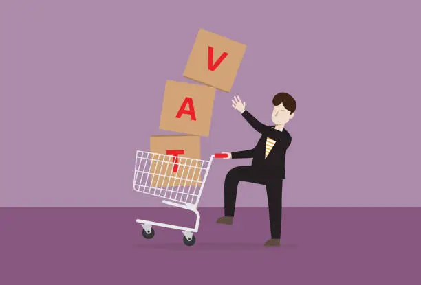 Vector illustration of VAT in a shopping cart