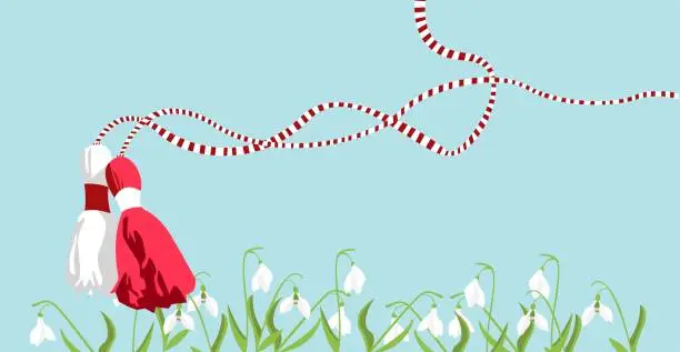 Vector illustration of Martenitsa (martisor) bulgarian traditional symbol of spring