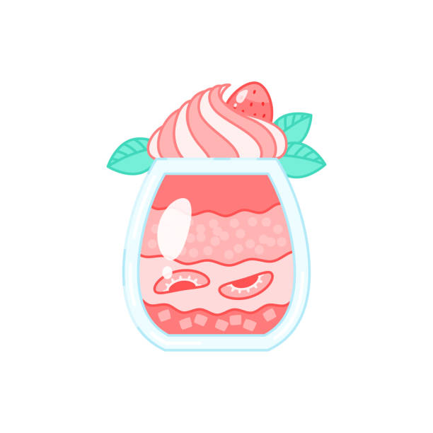illustrations, cliparts, dessins animés et icônes de dessert à la fraise  - custard