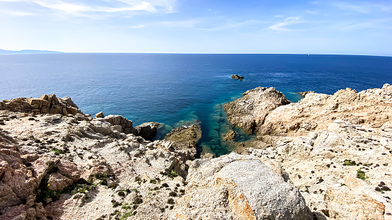 Coast of Corsica, walk around the cliffs to the Tower of Omigna (Torra d’Omigna), Cargese