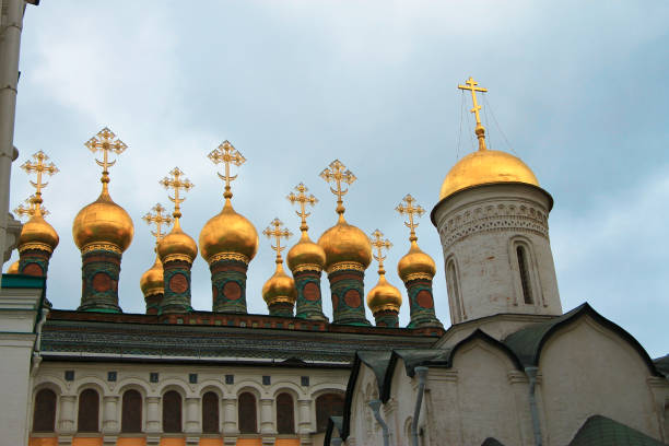 Moscow Kremlin fortress and Kremlin Cathedral inside an autumn time
