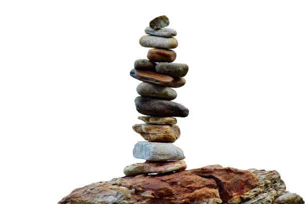 Stacked and balance of stone on white background