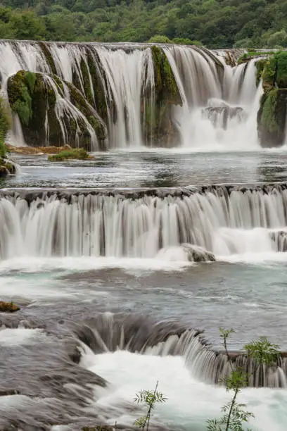 Una canyon with waterfalls cascade Strbacki buk in National Park Una near Kulen Vakuf, Bosnia and Herzegovina.