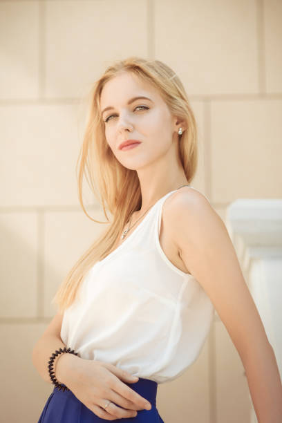 beautiful girl looking at camera at sunny day
