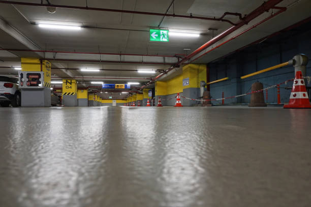 istock Parking garage, walls are yellow and gray 1426227553