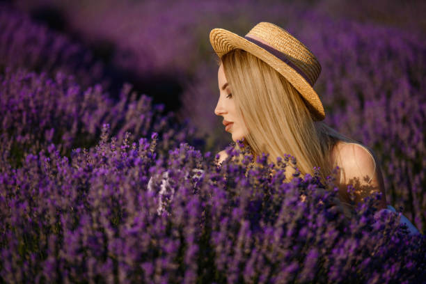 istock Young woman in the lavender field 1426231785