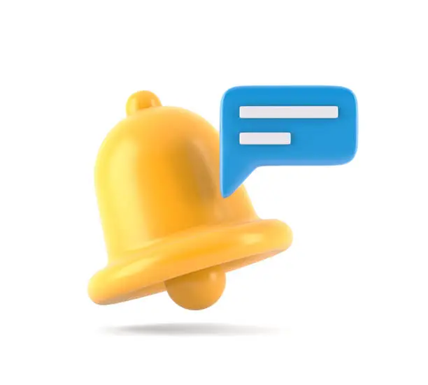 Photo of Notification bell and blue speech bubble with message